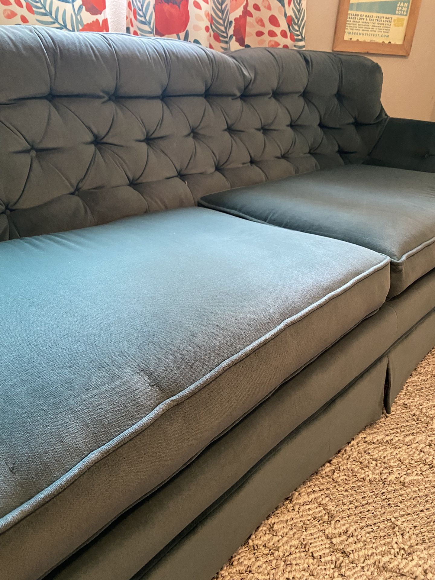 Emerald Green Velvet Couch