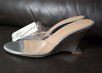 Zapatos Plateados Transparentes De Tacon Para Mujer Medida 7.5 