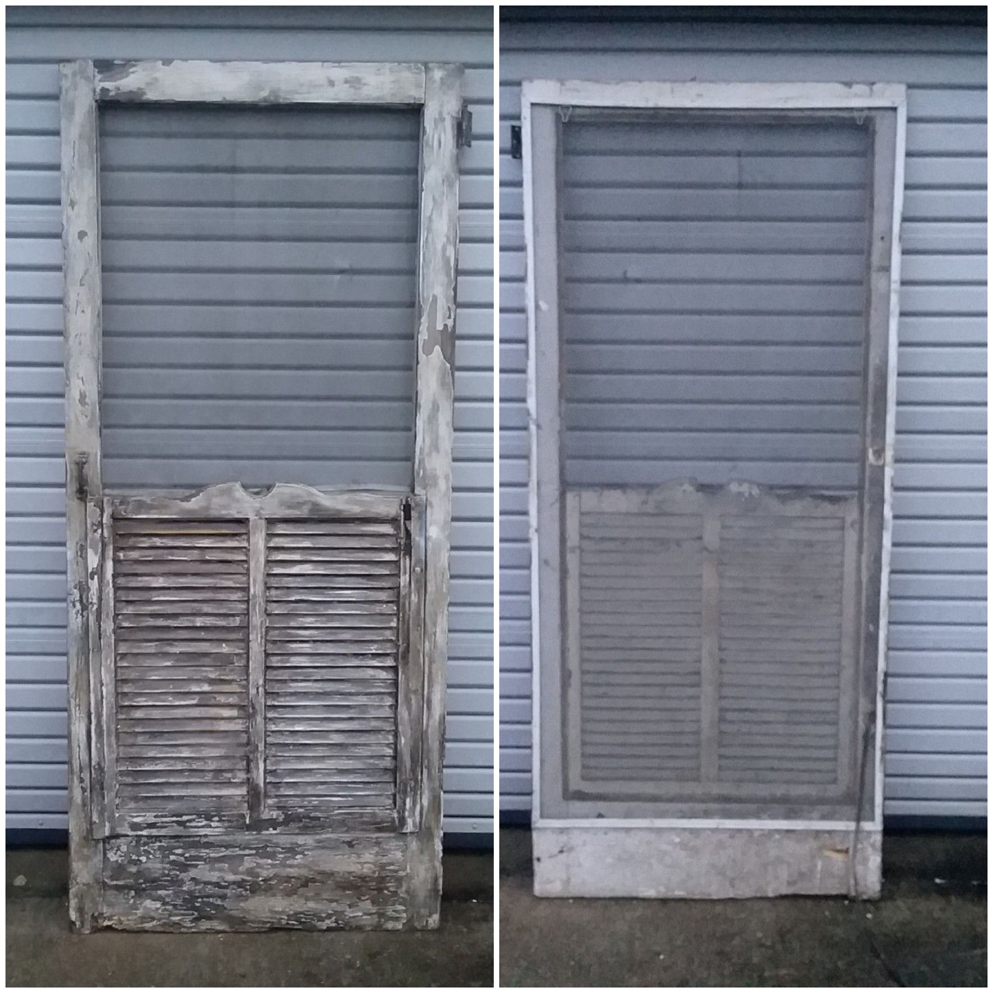 Old Wood Rustic Farmhouse Louvered Screen Door Use As or Repurpose!