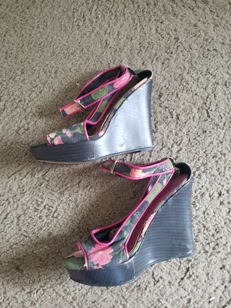 Floral Wedge Heels