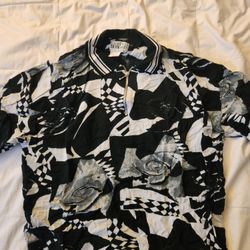 City Streets Dress Shirt With Zipper B/W