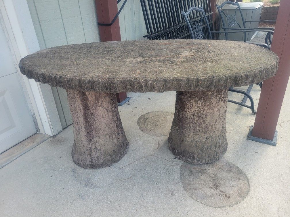 Concrete Slab Tree Trunk Table