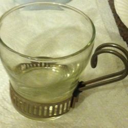 Vintage Libby Glass Coffee Mug w/ Metal Handle