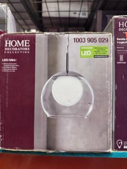 Home Decorators Melinda Chrome LED Mini Pendant Crushed Ice Glass