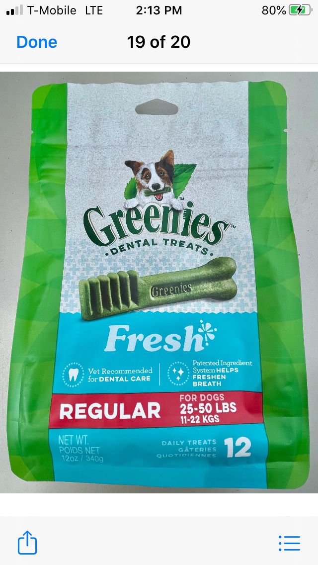 Greenies Dog Dental Treats Unopened Bag
