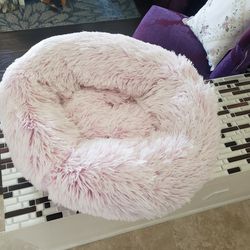 Pink, Soft, Shaggy, Small Dog Bed