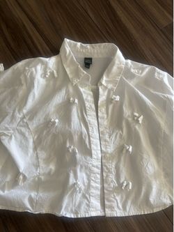 Cropped white button up