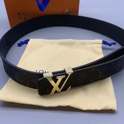 Louis Vuitton Black Classic Reversible Leather Monogram Print Belt 