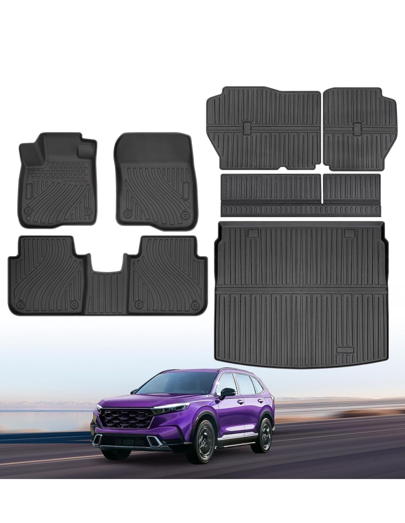 Floor Mats for Honda CR-V 2025 2024 2023 Hybrid(Not Fuel) Full Sets CRV All Weather Floor Mats for Honda CR-V Accessories 2025-2023 TPE Back Seat Cove