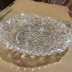 CUT GLASS OVAL BOWL 