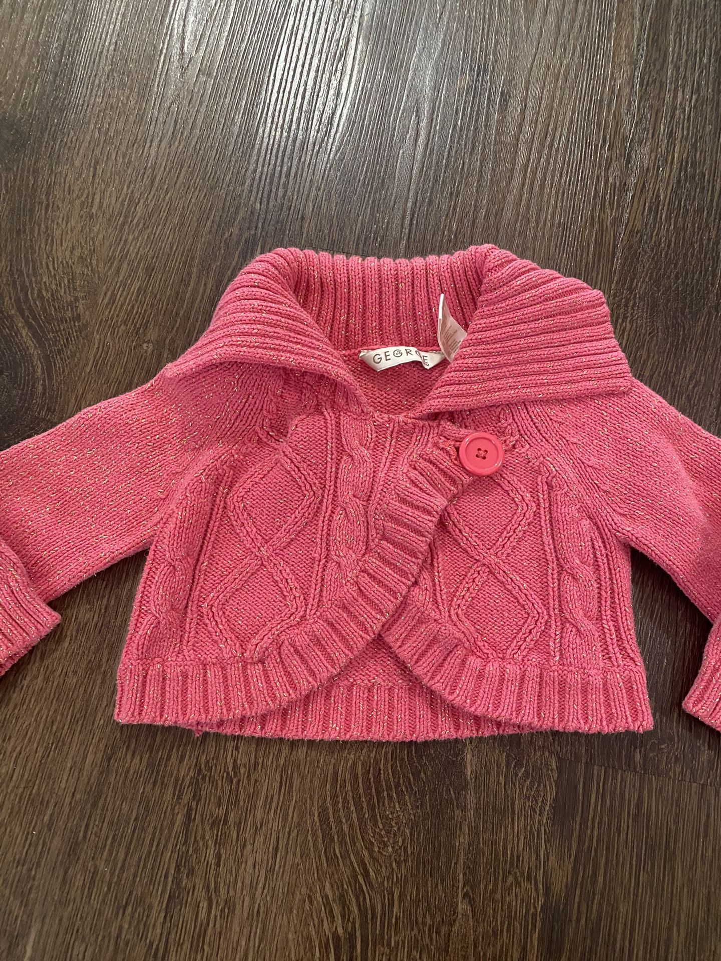Girls Pink Sparkle Cardigan Cardigan Sweater Size 18 Months By George #10