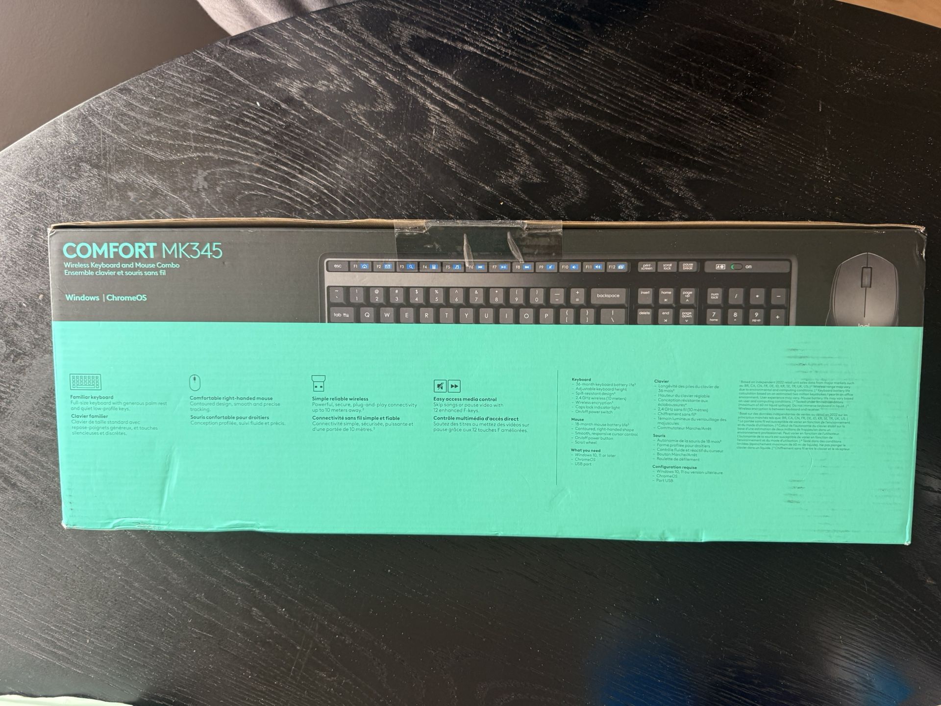 Logitech MK345 Wireless Keyboard - Black: Full Size with 10-Key Pad & Wrist Rest