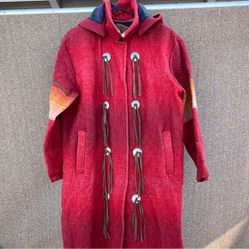Vintage Woolrich Coat Women’s Sz L Western Aztec Wool Long Jacket Quality USA