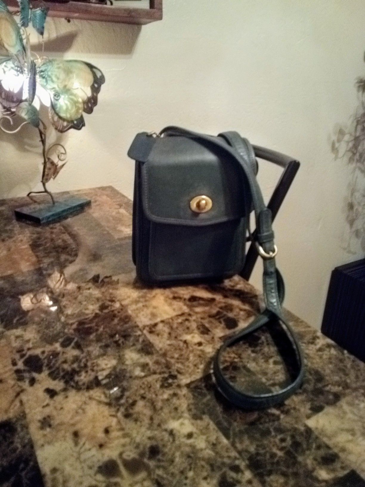 Vintage COACH Green Soft & Smooth Cowhide Leather Turn-Lock Flap Small Messenger Crossbody Shoulder Satchel Bag Purse