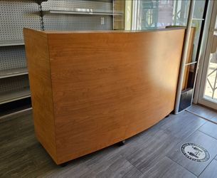 75.5"W Wooden Reception Desk with wheels