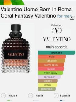 Authentic Valentino uomo Born in Roma Coral Fantasy Men's Cologne Edt 100ml (Open Box Never Used) Asking $80 Firm on Price