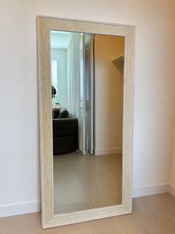 Full Length Mirror – Rustic White Wood Frame
