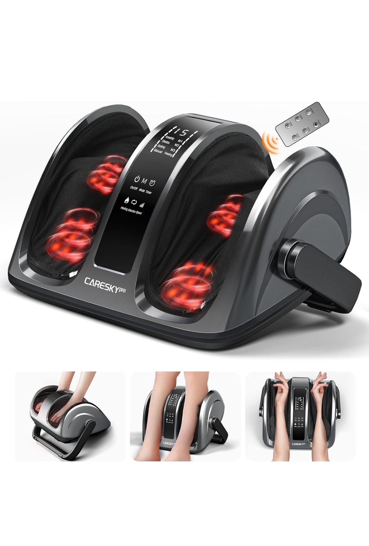 FSA HSA Eligible Shiatsu Foot Massager with Heat, 3-Heating for Circulation and Pain Relief, Deep Kneading Rolling for Calf-Leg-Arm Relaxation, Planta