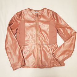 Pink Vegan Leather Jacket For Girl
