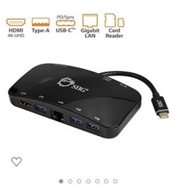 SIIG USB C Dock/Docking Station/Multiport Adapter Hub - Type C to HDMI 4K, Gigabit Ethernet, USB Type C PD(Power Delivery), USB 3.0 Ports, and SD/Micr