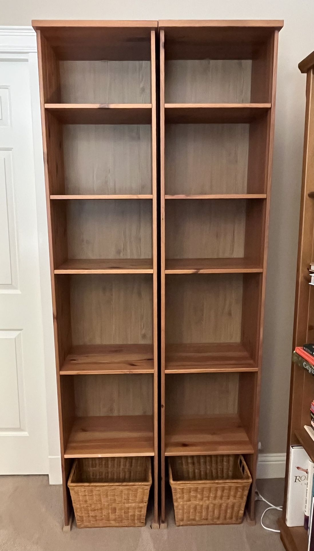 Tall IKEA Bookcases w/ Baskets