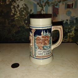 1980’s Beer Stein Western Germany 5’’ Tall Holds 0.25 Liter Tavern Scene