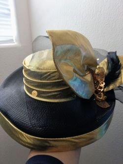 Adult ladies hat women gold and black in color