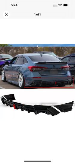 For 22-24 Civic Sedan 4Dr Yofer V2 PU LED Rear Diffuser Lip & Corner Spats Apron