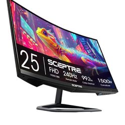 Monitor 25 SCEPTRE FHD 240Hz 1920X1080 Refresh Rate 99 % Color Gamut SCEPTRE 1500R