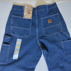 Carhartt Baggy Loose Original Fit Work Dungaree Jeans 35 X 32 Dark Wash - New