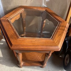 Wood/glass End Table, Sofa Table And Coffee Table 