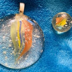 Vintage Marble And Matching Pendant 