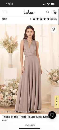 Lulus Tricks Of The Trade Maxi Dress In Taupe Size Small