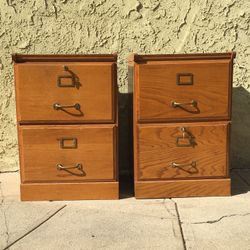 Vintage Two Drawer Oak Locking Filing Cabinet