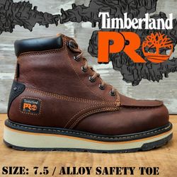 New TIMBERLAND PRO Gridworks 6"  Waterproof Alloy Safety Toe Work Boots Botas Size: 7.5 wide