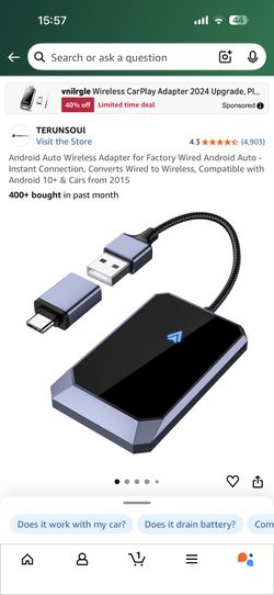 Android Auto Wireless Adapter for Factory Wired Android Auto - Instant Connection, Converts Wired to Wireless, Compatible with Android 10+ & Cars from