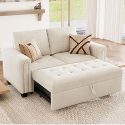 Belffin Modular Sectional Sleeper Sofa with Pull Out Couch Bed Modular Sleeper Loveseat Sectional Sofa Velvet Fabric for Living Room Apartment Beige