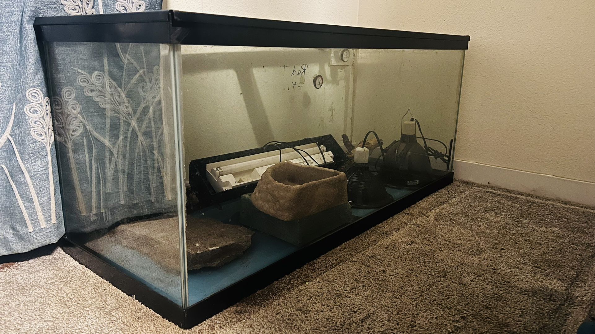Reptile Tank 49in X 21in X 18in and Accessories 