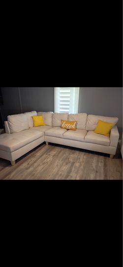 Beige Faulk leather LSofa