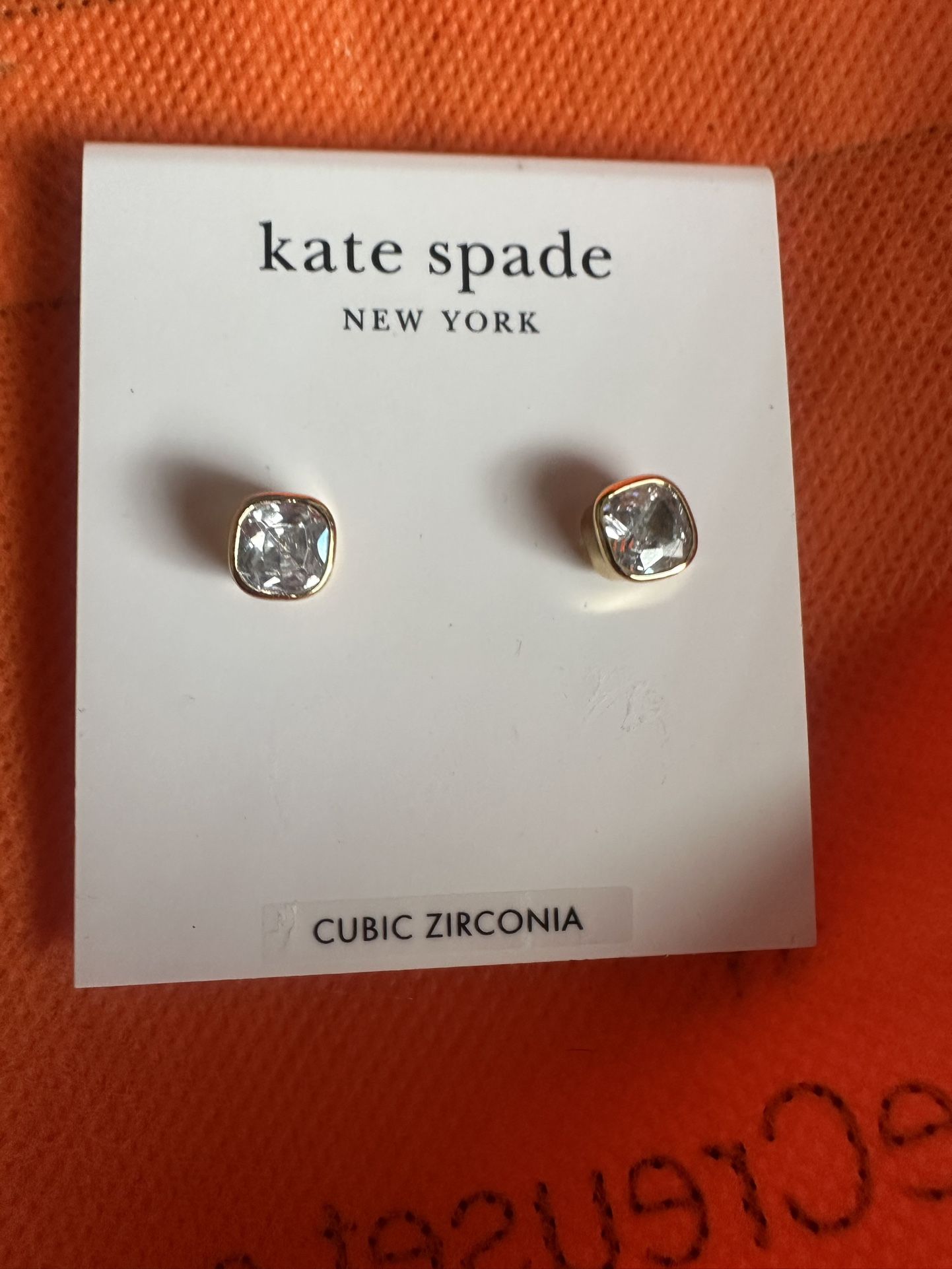 NWT! Kate Spade Bubbly Bezel Cubic Zirconia, Gold-Tone Studs Earrings. Classic