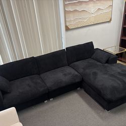 116" Cloud Sectional Couch with L-Shape Chaise in Black
