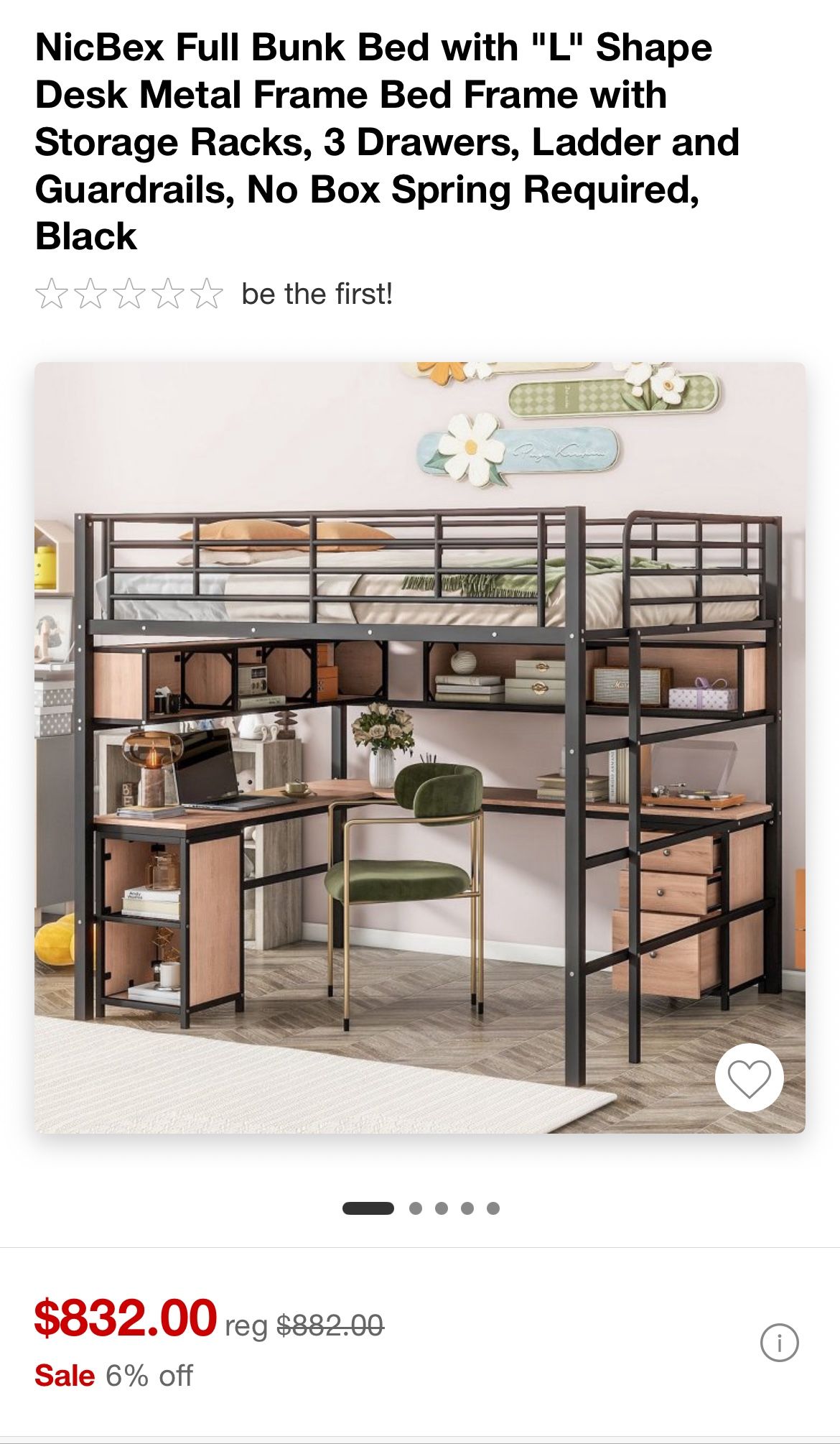 Full Sized Bunk Bed Over Desk