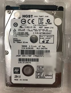 HGST 500 GB SATA 2.5” 7mm HD Hard Drive 5400 RMP