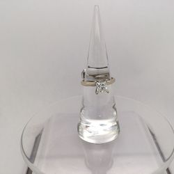 14 Karat White Gold Princess Cut Solitaire Diamond Ring. 