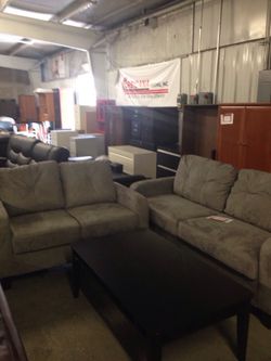 GREY MICROFIBER SOFA & LOVE SEAT NEW