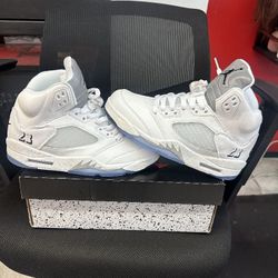 White Metallic 5s/ Sizes 6.5-13