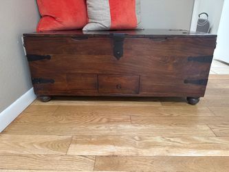 Crate & Barrel Solid Wood & Iron Storage Trunk / Coffee Table | $225