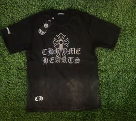 Black Chrome heart Rhinestone T Size Medium