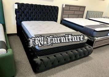New queen bed frame with mattress