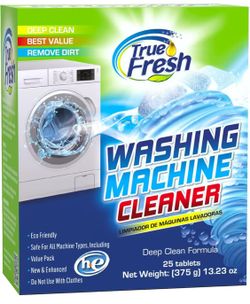 True Fresh Washing Machine Cleaning Tablets - 25 Tablets, Deep Clean Front Load, Top Load & HE Washers - Helps Remove Odor-Causing Residue
